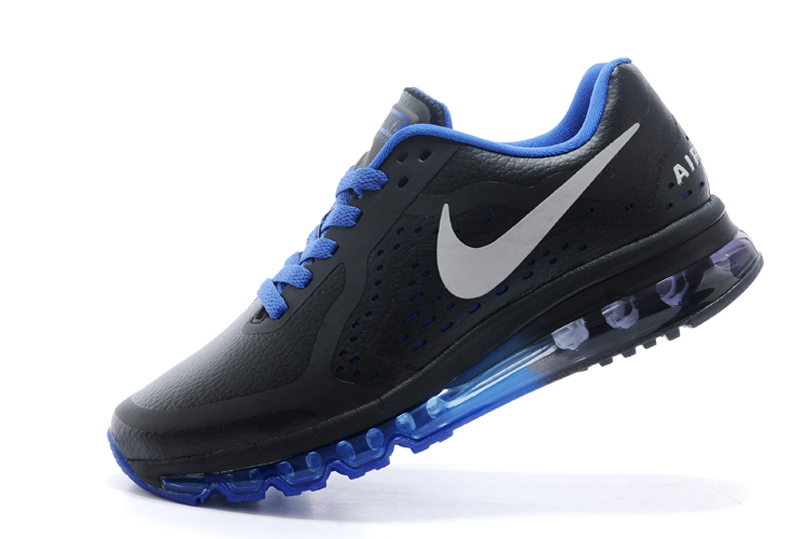 nike air max 2014 cuir chaussures de course des hommes de noir bleu (1)